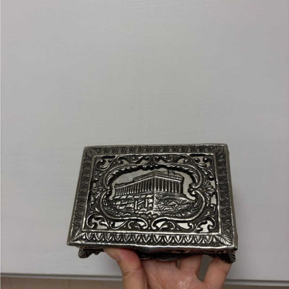 Greece Athens Acropolis Parthenon Vintage Greek Trinket Cigarette Box